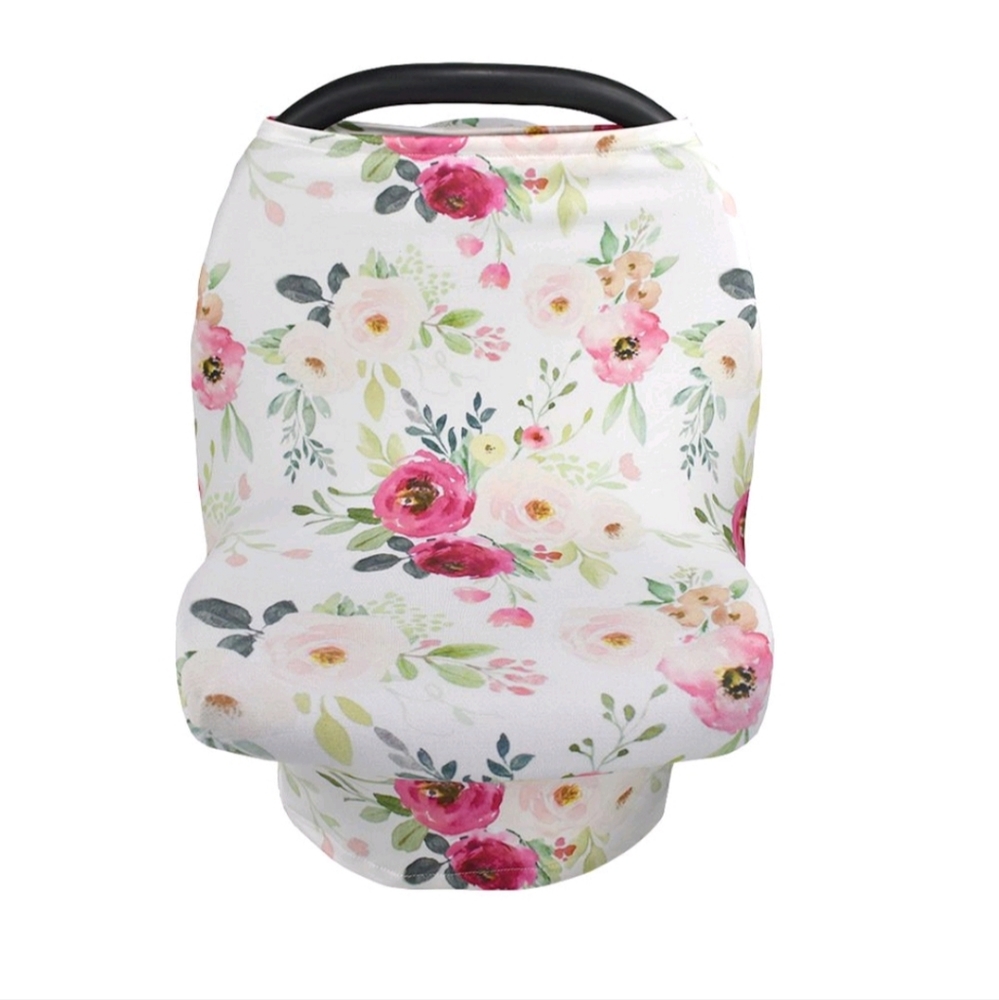 Pink floral carseat cover